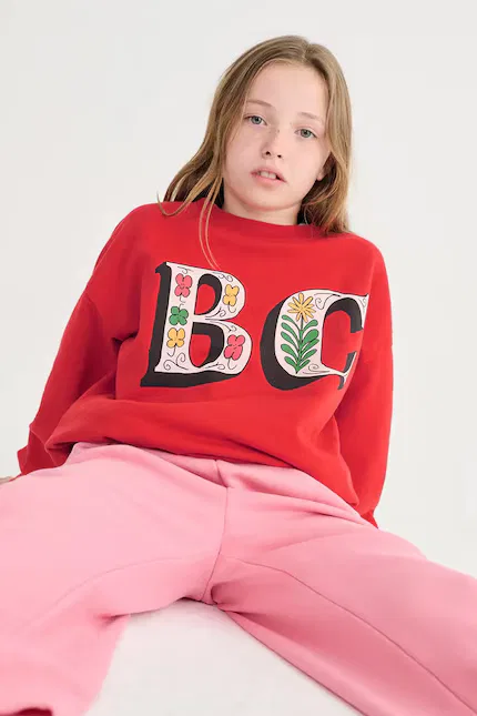Блуза детская с принтом Spring Letters Bobo Choses, красный — фото 4