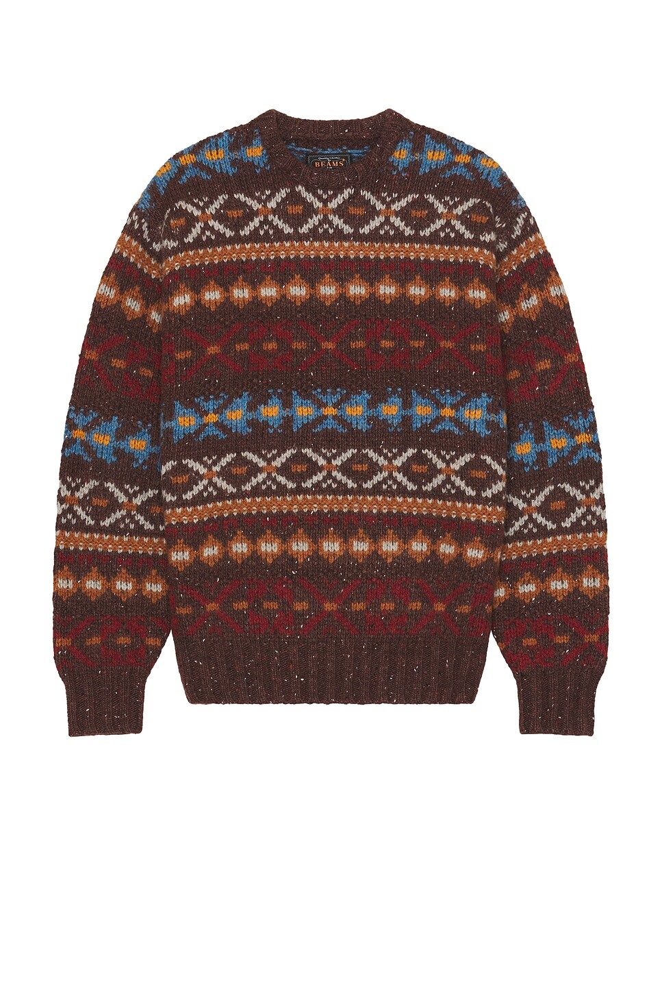 

Свитер 3g с узором Fair Isle Crew Beams Plus, коричневый