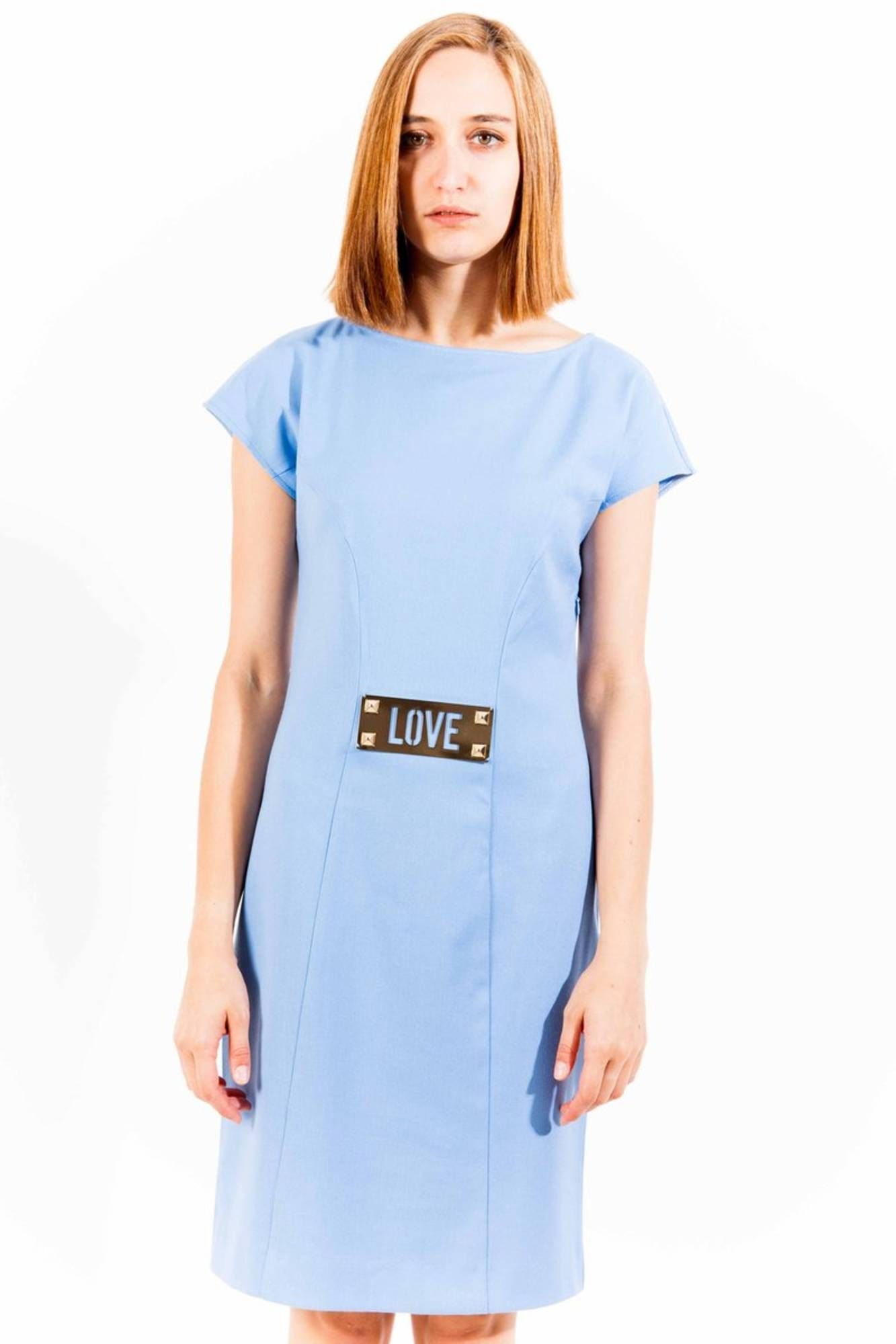 

Платье женское светло-синего цвета из хлопка LOVE MOSCHINO