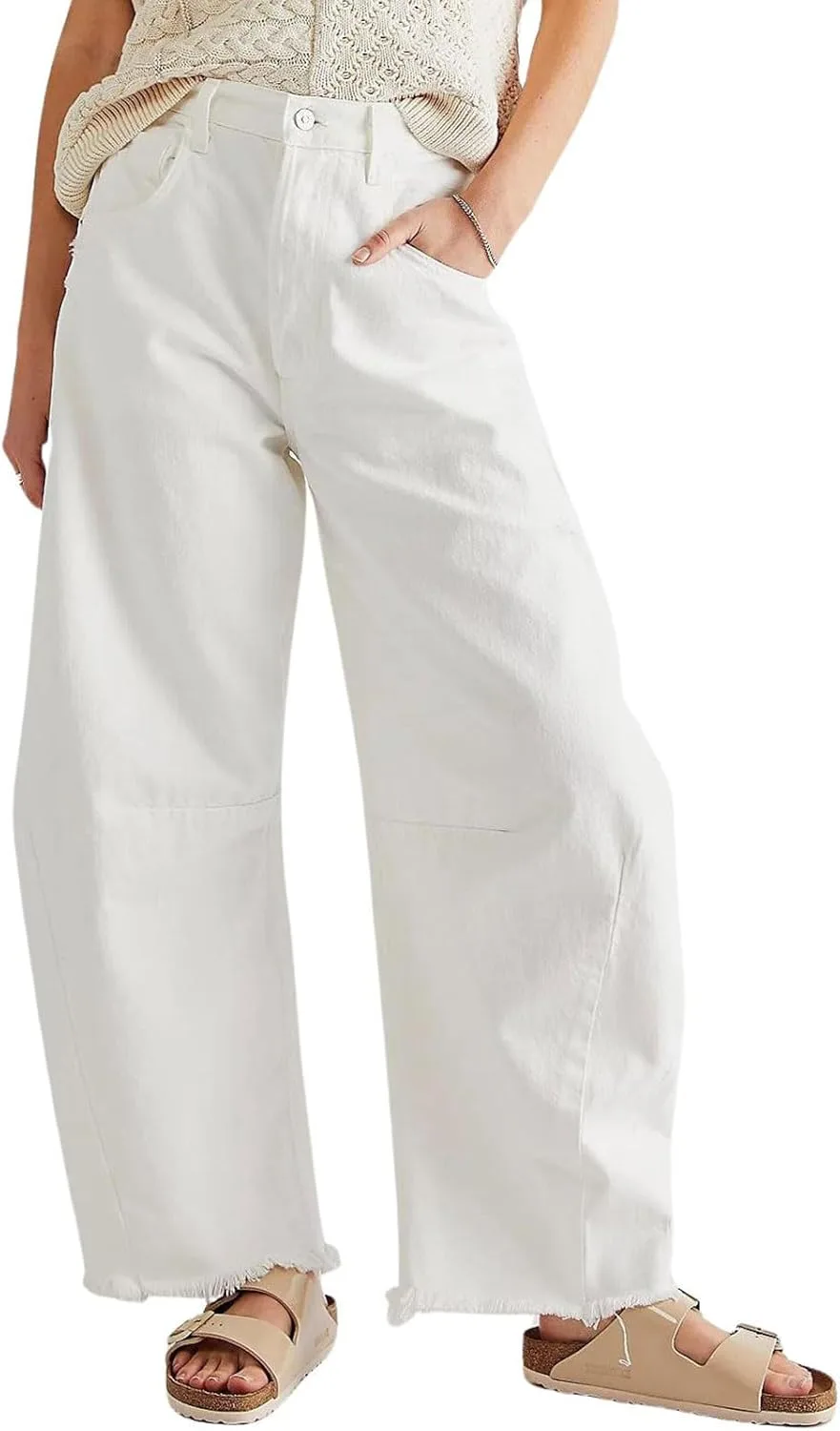 

utcoco Женские джинсы Y2k Barrel Baggy Wide Leg Distressed Horseshoe