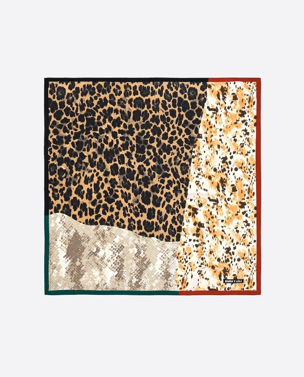 

Женский платок пэчворк с контрастными рамками принты Bimba Y Lola, бежевый