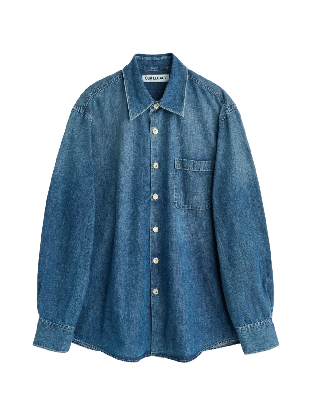 

Рубашка с карманом и пуговицами выше кармана Our Legacy, синий