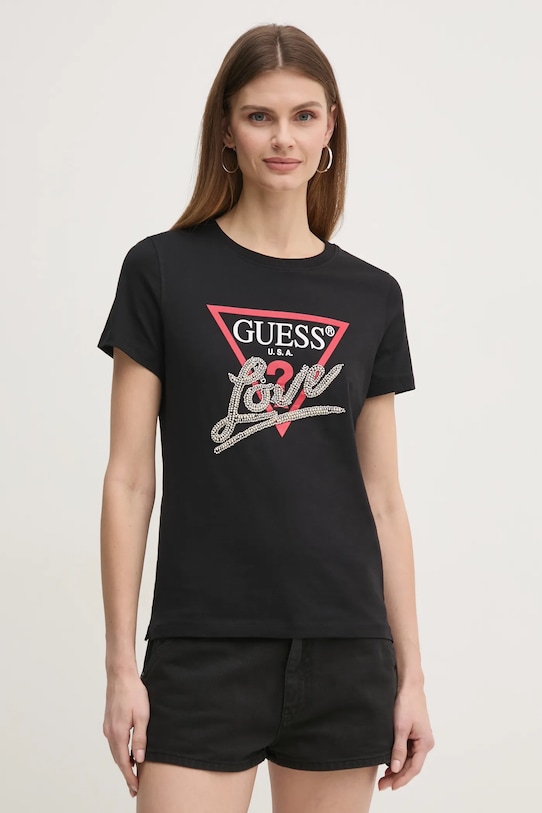 

Хлопковая футболка Guess, черный