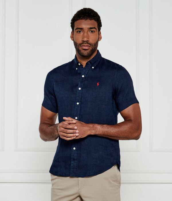 

Рубашка мужская Polo Ralph Lauren льняная с коротким рукавом, синий