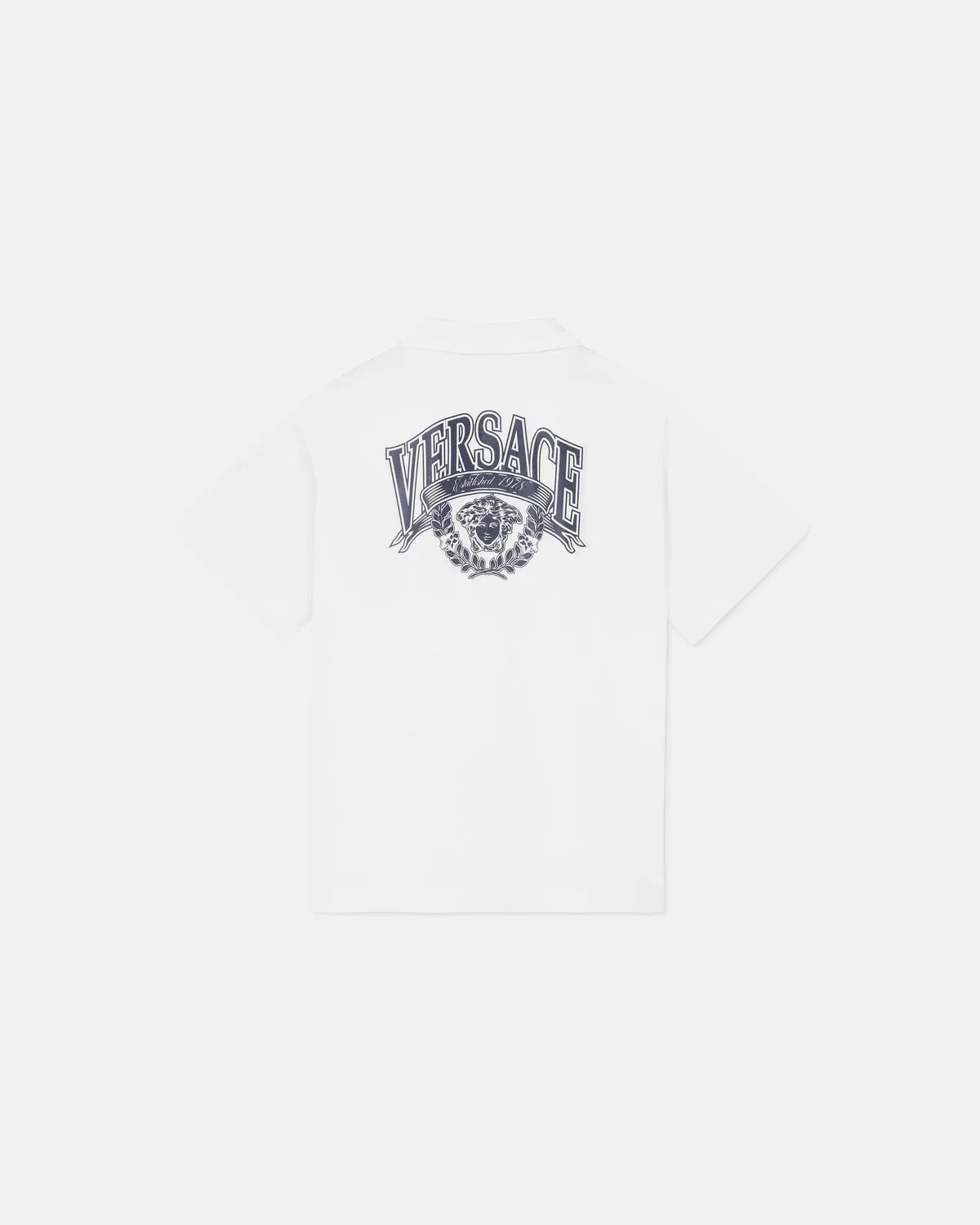 Детская рубашка из хлопкового поплина с принтом VERSACE, белый — фото 3