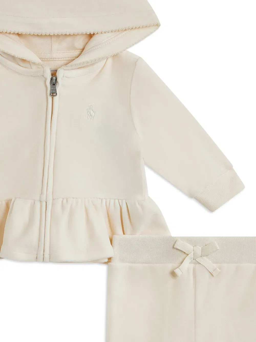 Бархатный спортивный костюм Polo Ralph Lauren Kids, нейтральный — фото 3