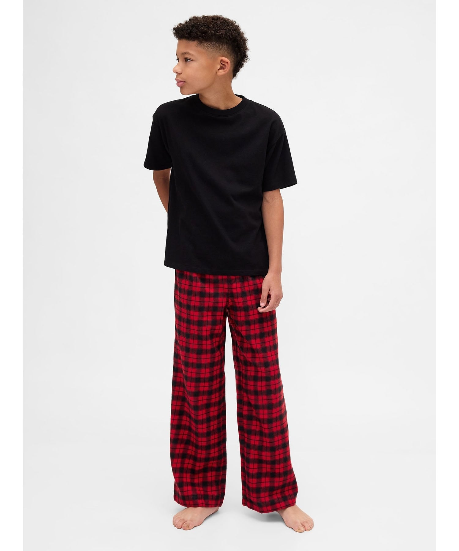 (K) Пижамные штаны из переработанной фланели (детские) GAP, FS RED BLACK PLAID — фото 3