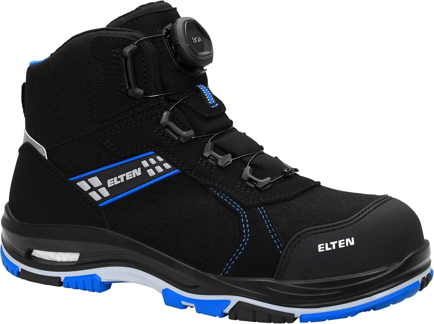 Мужские защитные ботинки ELTEN Ian XXTP Pro BOA Blue Mid ESD S3S с текстильным и пластиковым носком, легкие, классические, черный