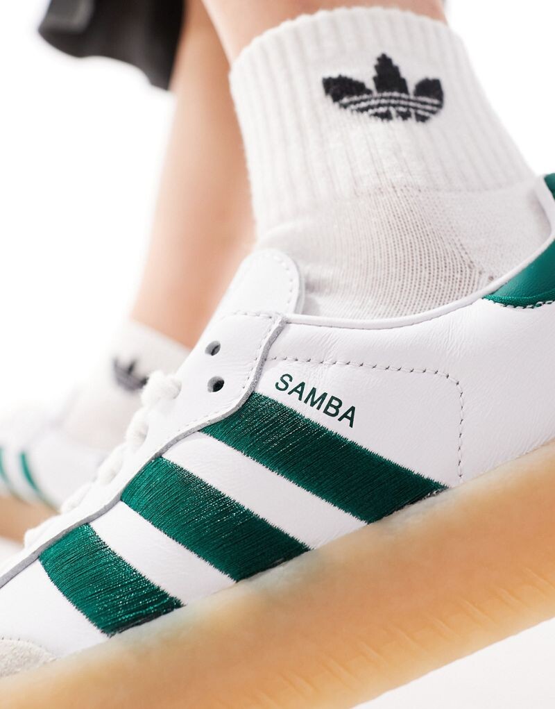 Adidas Originals - Sambae - Бело-зеленые кроссовки — фото 4