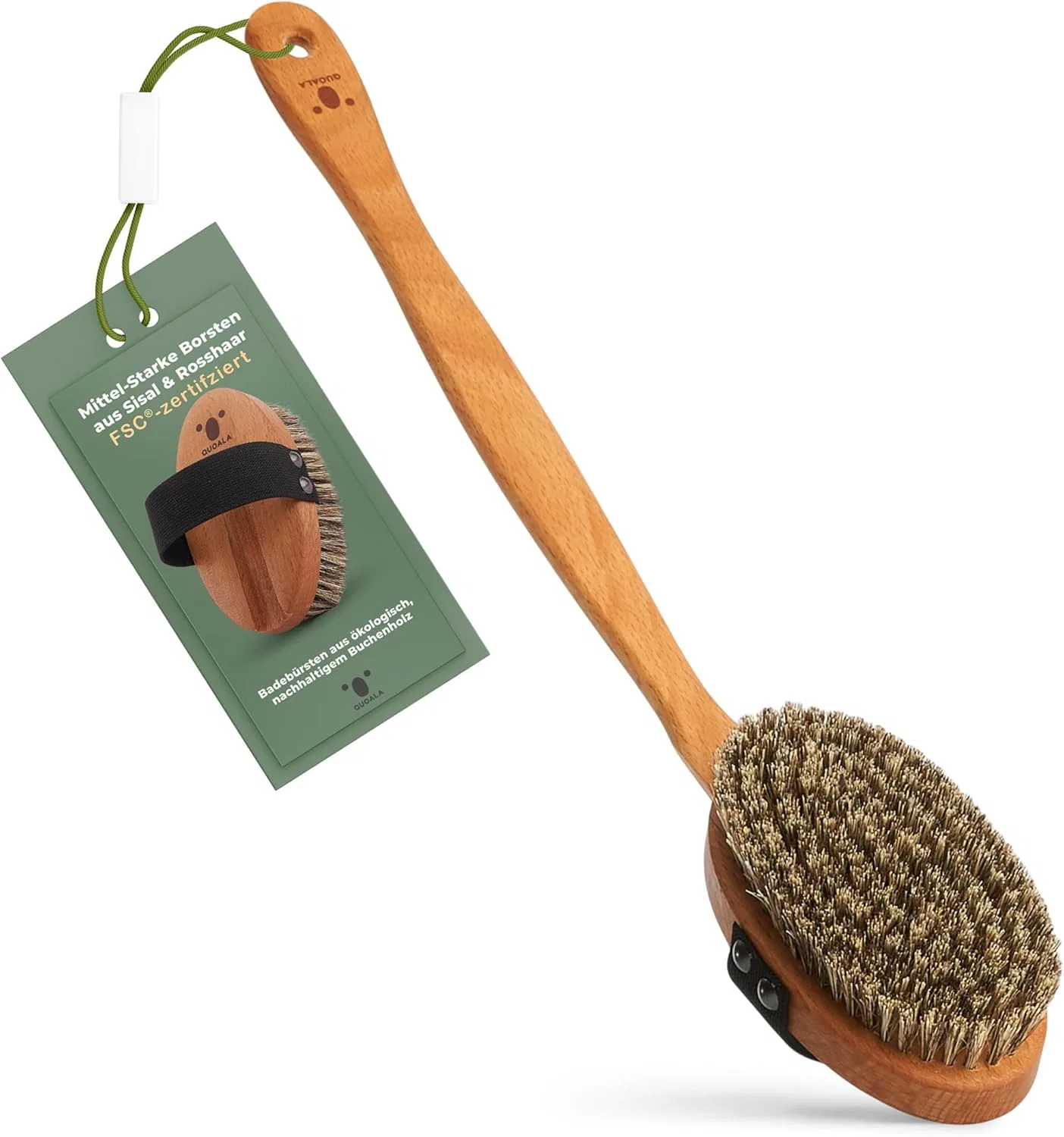 Премиум-щетка для ванны и тела с сизалем и конским волосом от QUOALA Quoala, Medium Bristles