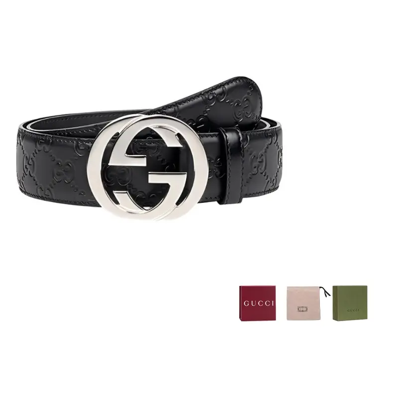 

GUCCI Кожаный ремень GG Signature для мужчин черный, Black