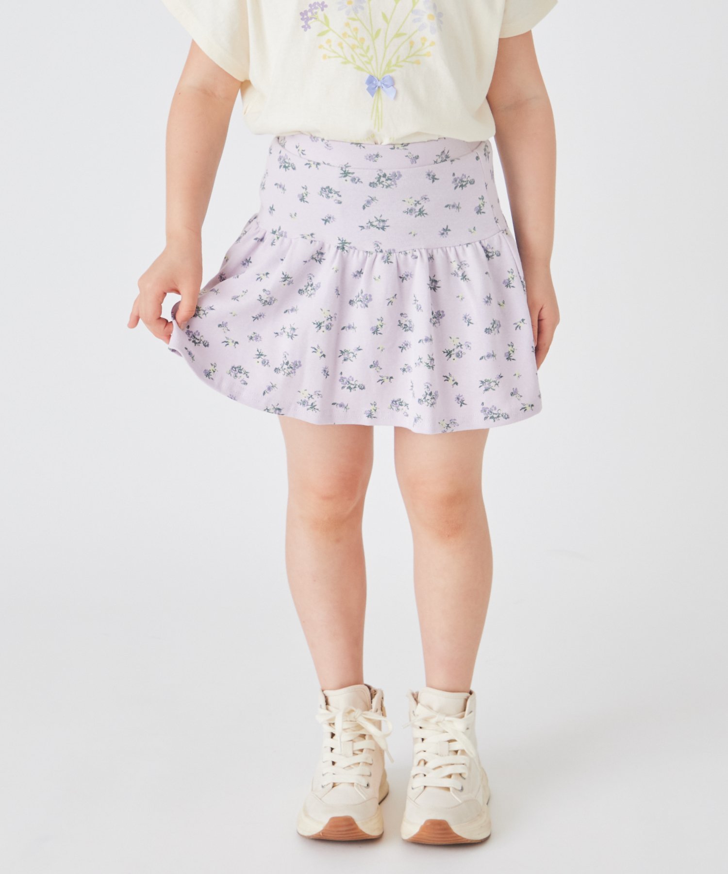 Юбка Юбки длиной до локтя с принтом по всей поверхности Ever Closet, H-Lavender (small floral pattern)