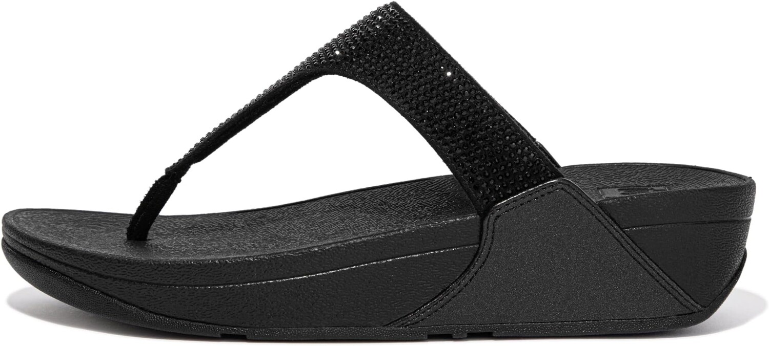 Шлепанцы Lulu Crystal Embellished Toe-Post Sandals FitFlop, цвет All Black — фото 4