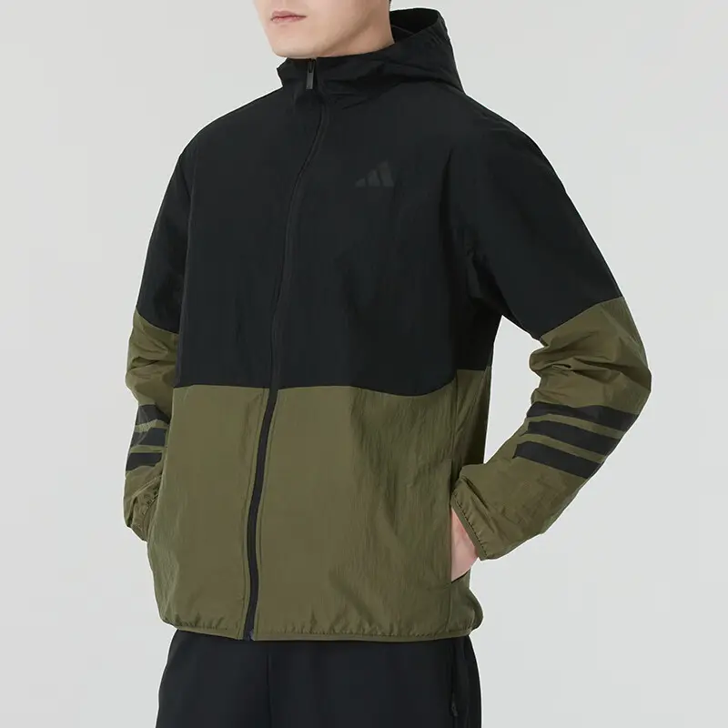Adidas Футуристический свитшот с молнией на половину и плетеными полосками, Black/Green — фото 4