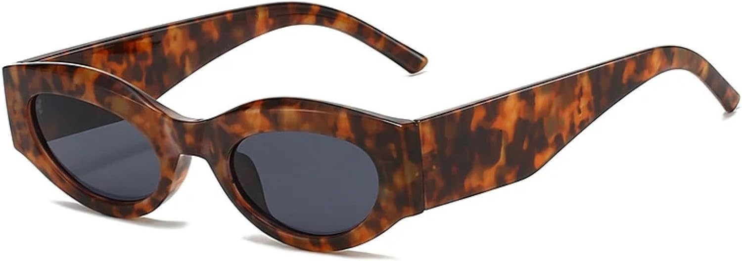 

Ретро-солнцезащитные очки «кошачий глаз» желейного цвета для женщин, модные овальные очки с широкими дужками для мужчин, панк-стиль, защита от УФ-излучения UV400 HHZZYVY, Leopard Grey