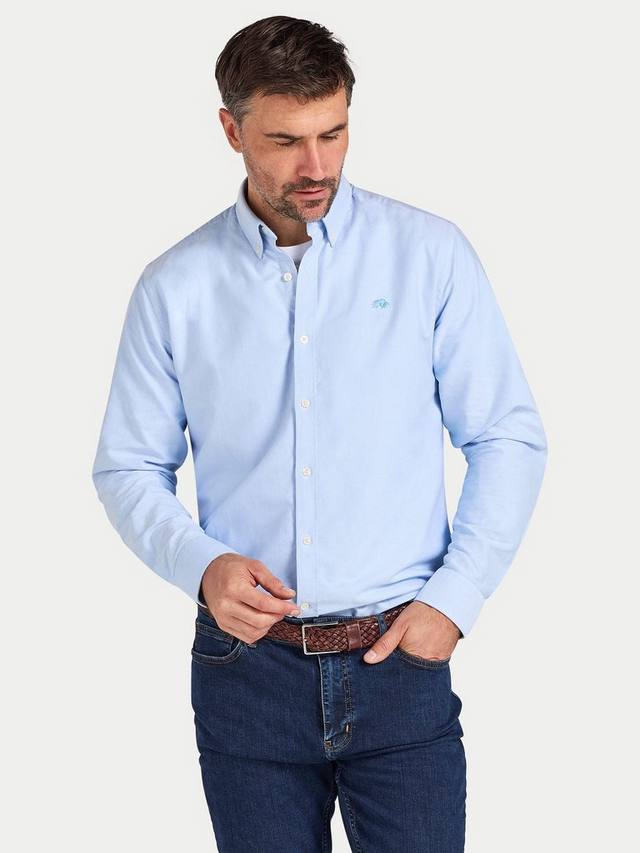 

Хлопковая оксфордская рубашка с длинными рукавами классического кроя Raging Bull, Sky Blue