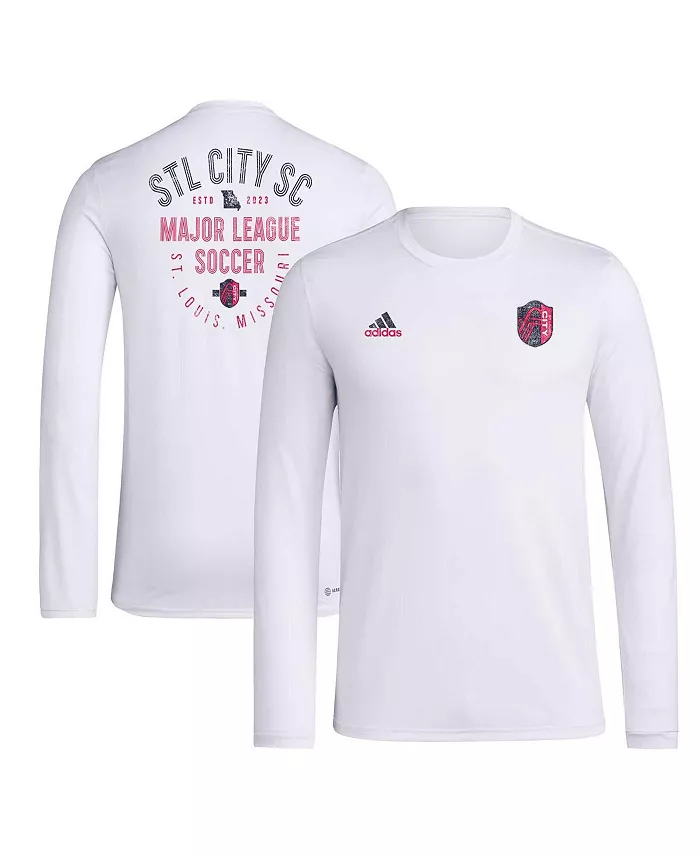 

Мужская белая футболка с длинным рукавом St. Louis City SC Local Stoic в винтажном стиле adidas