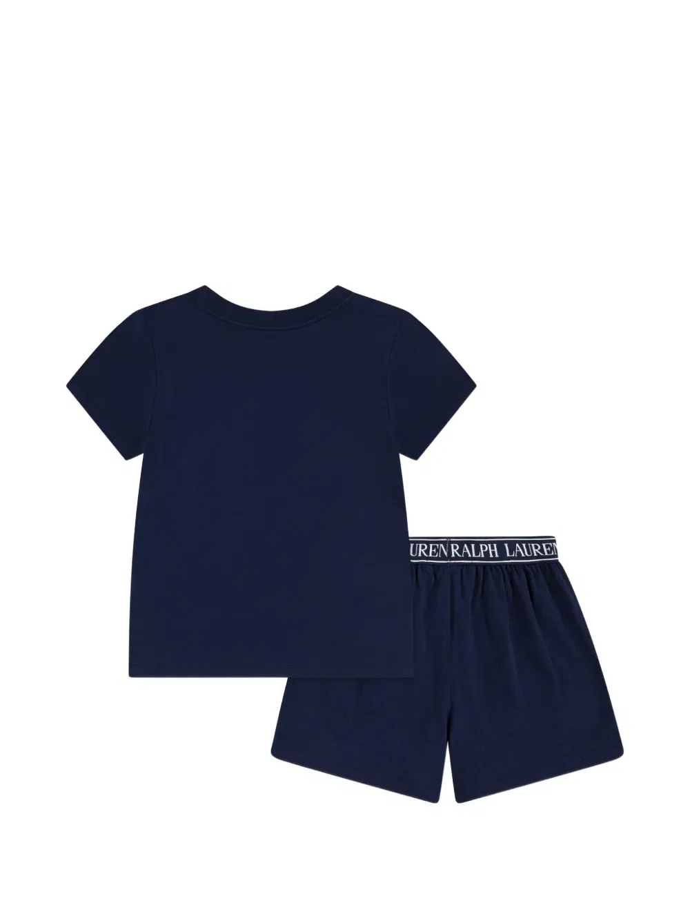 Комплект из топа и шортов с вышитым логотипом Polo Ralph Lauren Kids, синий — фото 2
