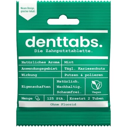 

Таблетки зубной пасты Stevia Mint без фтора, 125 таблеток, Denttabs