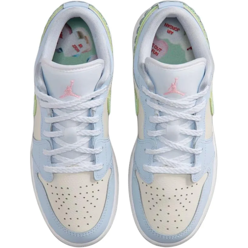 Jordan Кроссовки детские баскетбольные Air 1 Low top бежево-голубые — фото 4