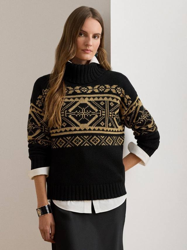 

Свитер Lauren Beilmey с узором фэр-айл из шерсти Wool Rich Ralph Lauren, Black/Gold