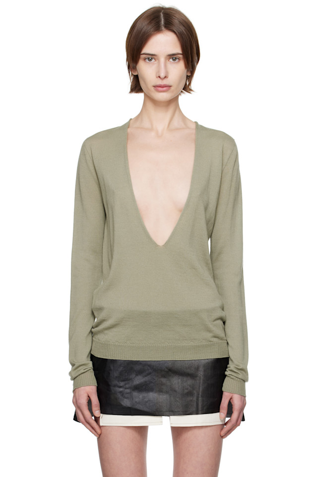 

Голливуд экстрим свитер с v-образным вырезом Rick Owens, цвет celadon