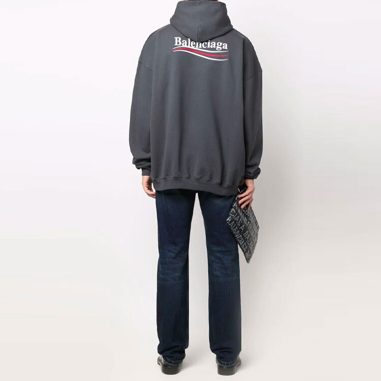 Толстовка с капюшоном Large Fit для политической кампании Balenciaga, серый — фото 3
