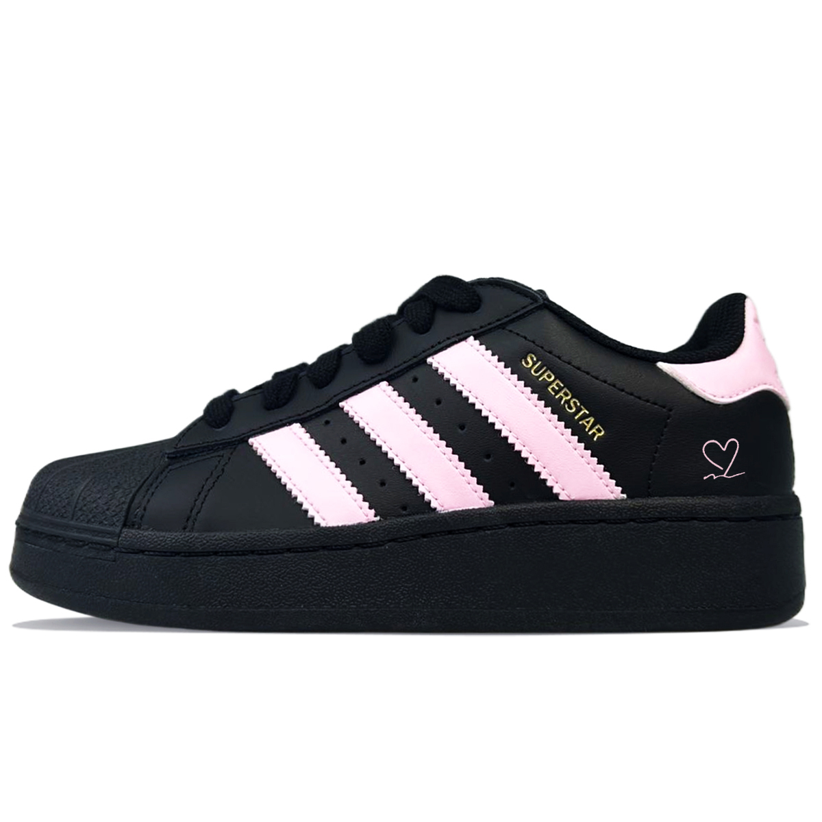 

Adidas Originals SUPERSTAR XLG противоскользящие износостойкие низкие скейтерские кроссовки унисекс черно-розовые, цвет Black