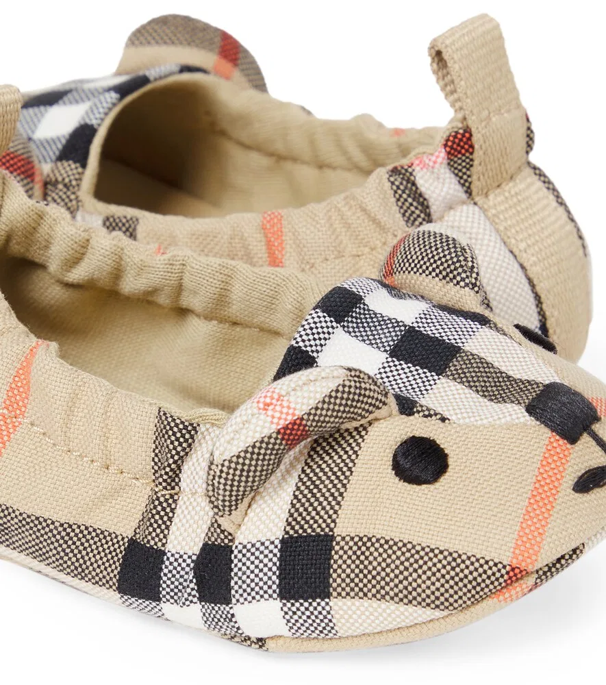 Детские слипоны из парусины в клетку Burberry Burberry Kids, бежевый — фото 4