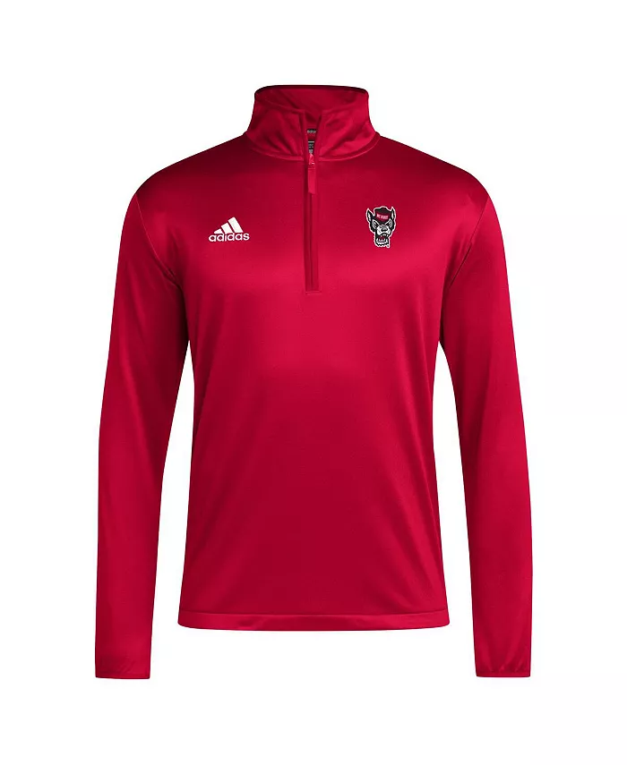Мужская красная толстовка NC State Wolfpack Coaches Sideline с молнией на четверть adidas — фото 2