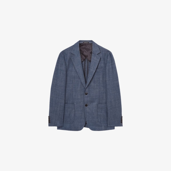 

Однобортный блейзер из шерстяной смеси Stack Reiss, синий