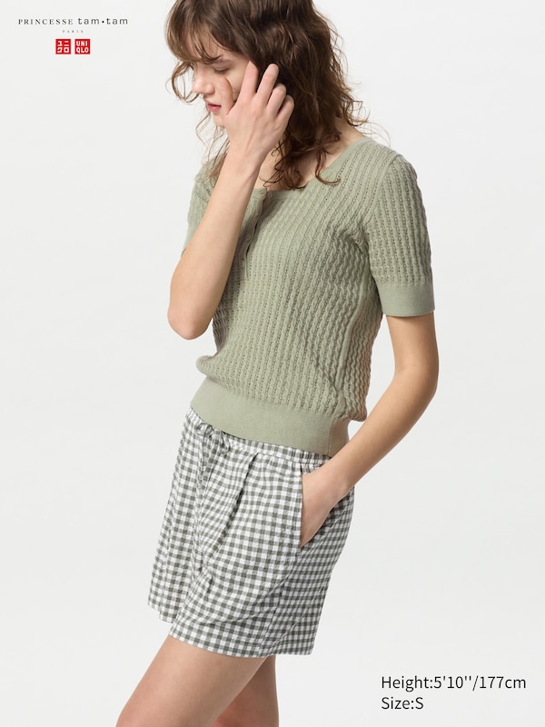 

Шорты из ткани сирсакер (в клетку) Uniqlo, зеленый
