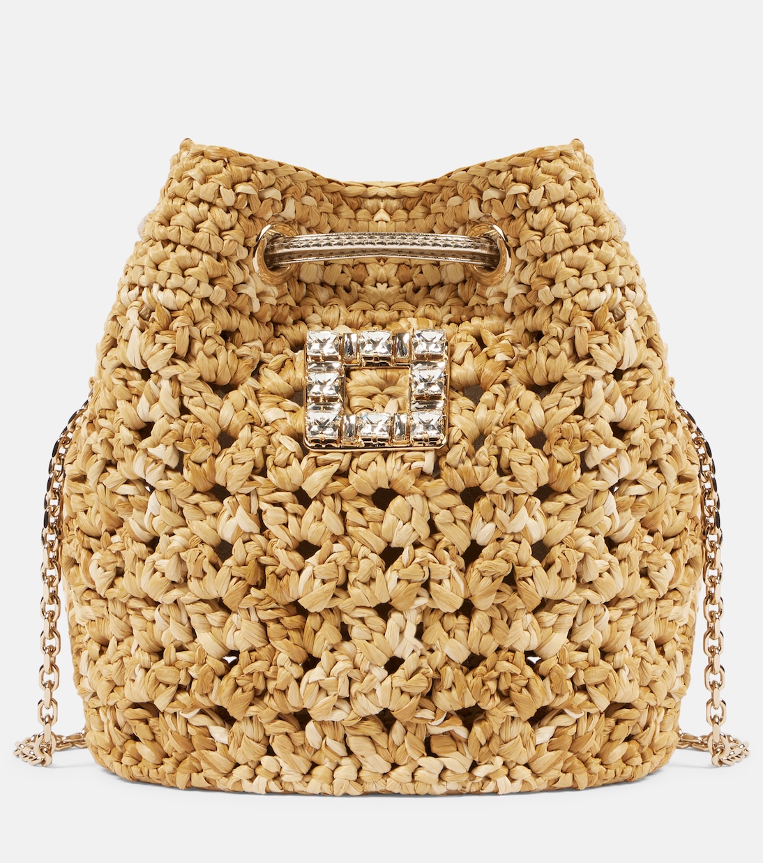 

Сумка-ведро Tres Vivier с эффектом рафии Roger Vivier, Naturale+Oro