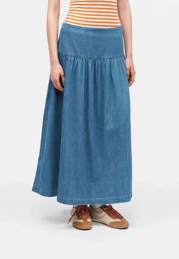 Юбка макси с заниженной талией Grantham Denim Skirt Gap, средняя стирка