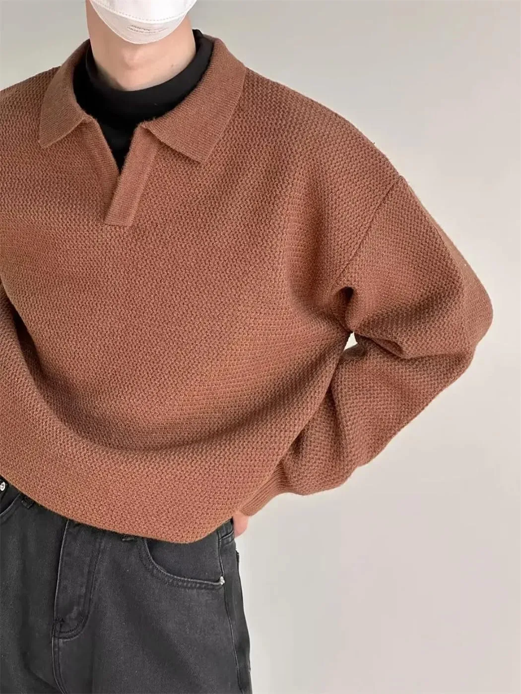 Свитер мужской оверсайз Casual Pullovers осень-зима Korean Streetwear — фото 2