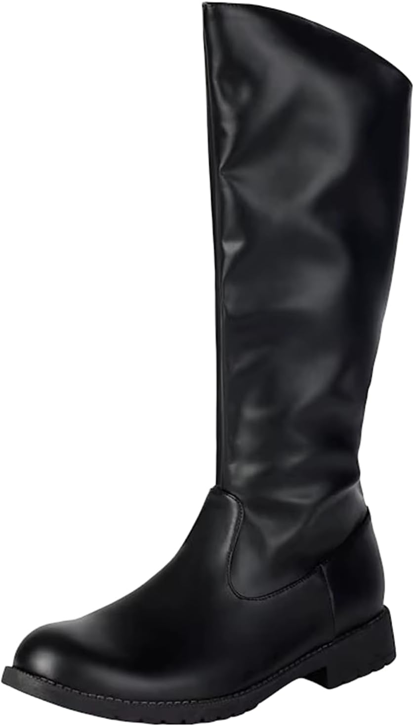 

Мужские винтажные сапоги для верховой езды с округлым носком, средней толщины каблуком и застежкой-молнией, ретро стиль для конного спорта, повседневная носка, высокие сапоги Generic, черный