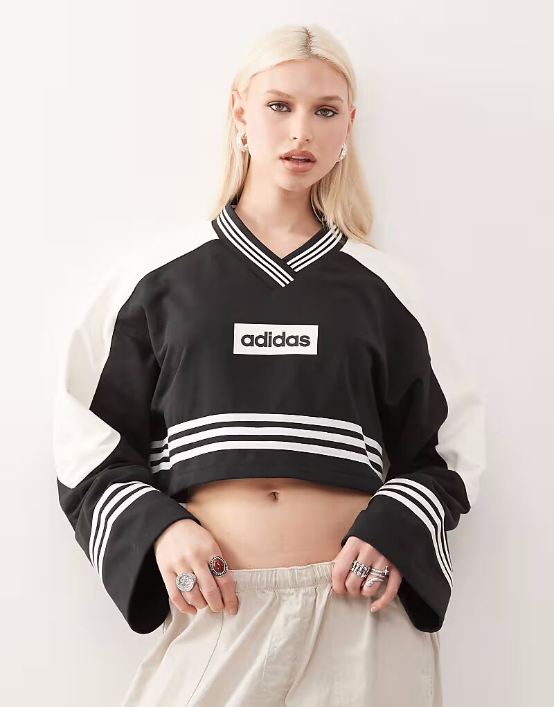 

Толстовка с круглым вырезом Adidas Originals Blocking черного/кремового цвета