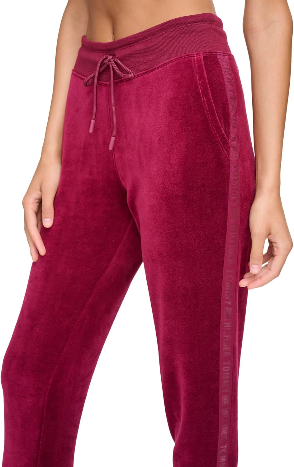 Женские облегающие велюровые брюки-джоггеры Tommy Hilfiger, Beet Red — фото 2