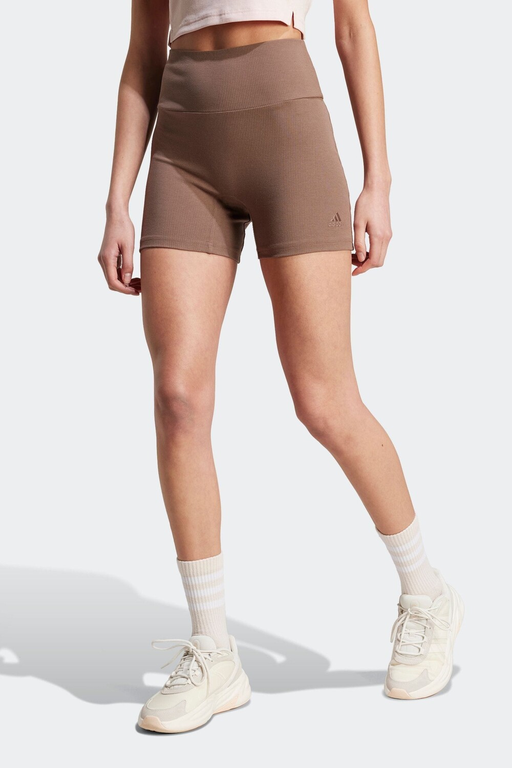 

Велосипедные шорты Lounge rib с высокой талией Adidas, коричневый