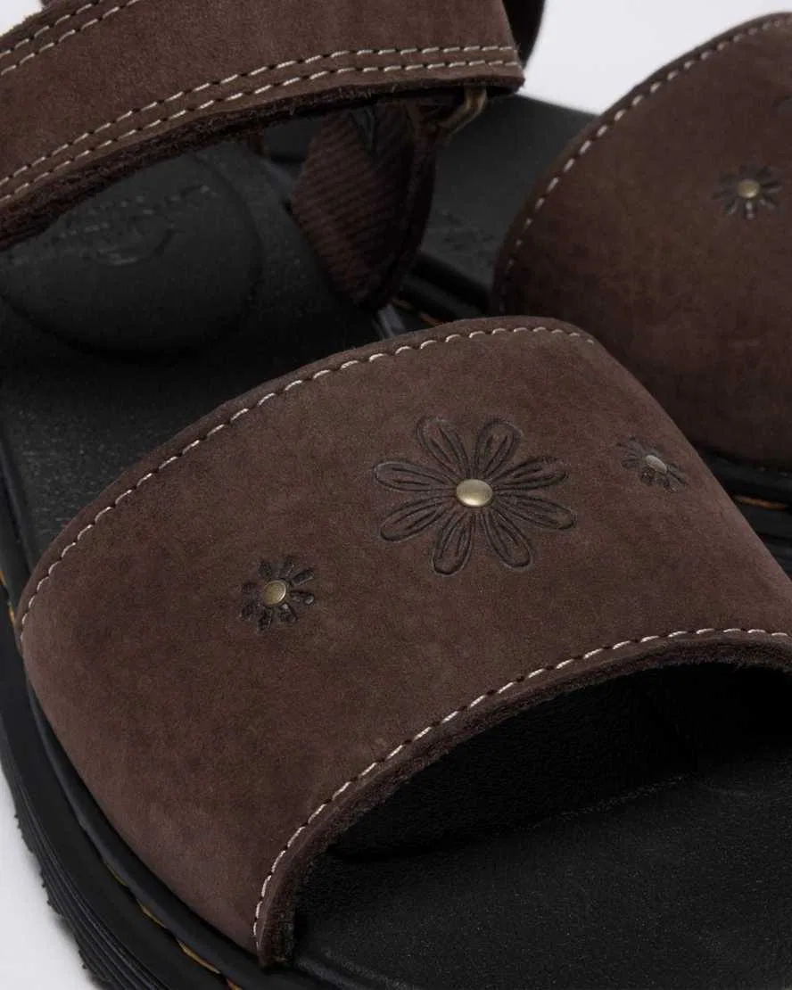 Детские сандалии Marlowe Flower с тисненым нубуковым ремешком Dr Martens, коричневый — фото 3