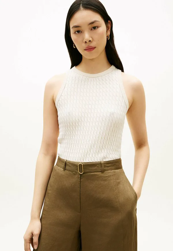 Тонкий кабельный тонкий верх Tommy Hilfiger, Heather Ivory Petal