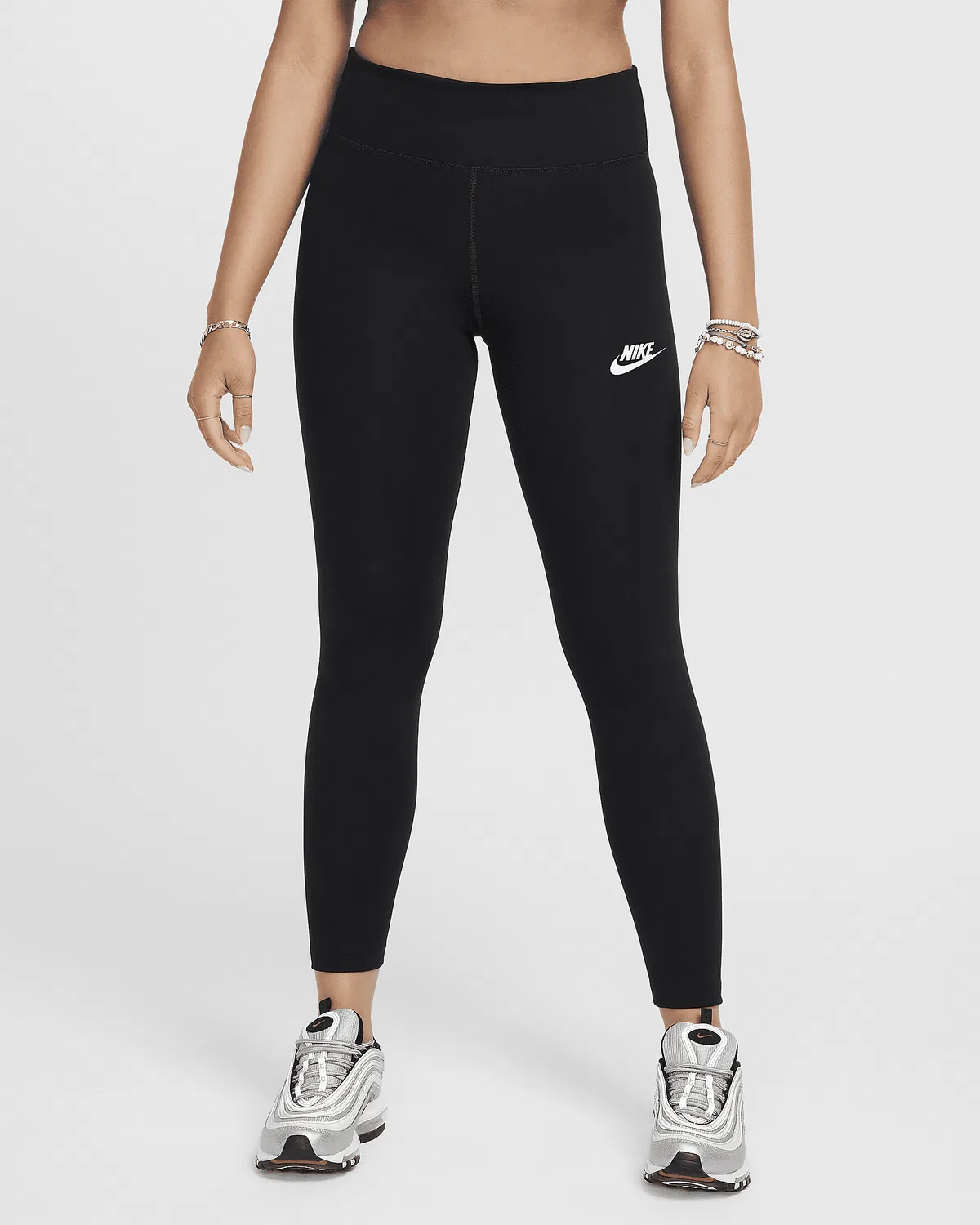 Девчачьи леггинсы Nike Sportswear Classic с высокой посадкой, Black/White
