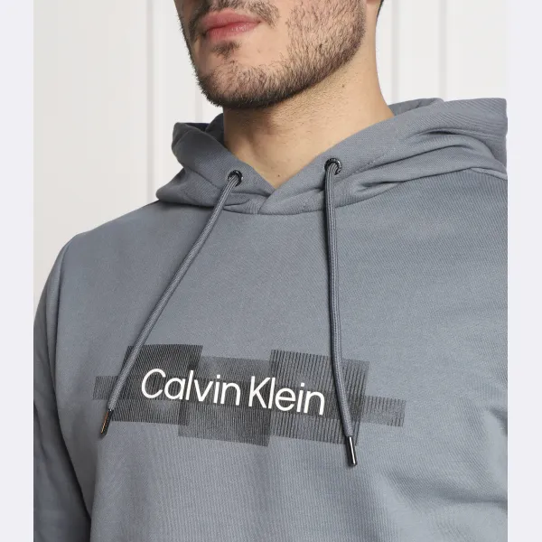 Толстовка обычного кроя в полоску с логотипом Calvin Klein, синий — фото 4