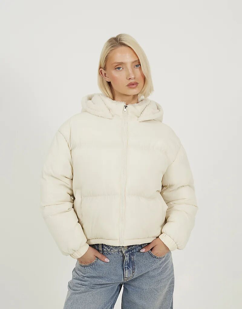 

Короткая стеганая куртка Brave Soul Crinkle свободного кроя кремового цвета