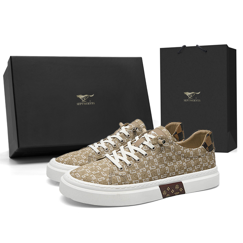 

SEPTWOLVES Мужские низкие скейтерские кроссовки абрикосового цвета, цвет Apricot (Standard Leather Shoe Size)