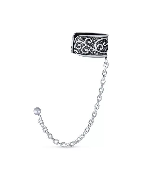 

Серьги-Гвоздики с цепочкой в виде виноградной лозы, выполненные в виде хряща, из окисленного серебра 925 пробы Bling Jewelry, silver