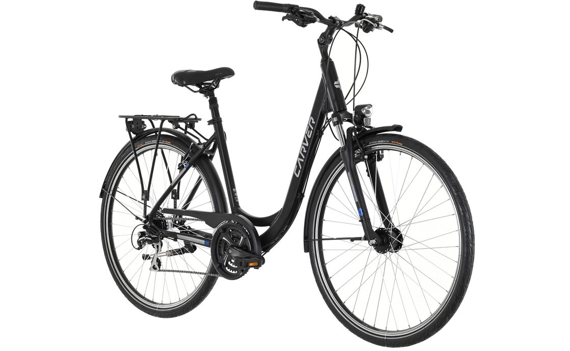 Треккинговый велосипед Carver Tour 100 - 28 дюймов - Tiefeinsteiger - 2024, цвет Schwarz|black/silver/blue — фото 2