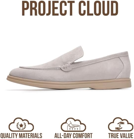 Мужские туфли Project Cloud из 100 натуральной кожи с подошвой из пены с эффектом памяти, венецианские лоферы для мужчин - обувь с нескользящей подошвой, мокасины, повседневные мужские туфли (Mark), светло-серый — фото 3