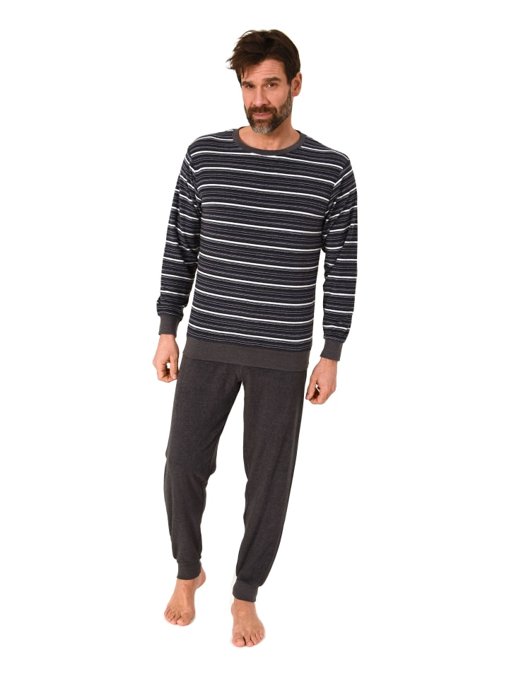 

NORMANN Пижама из махровой ткани с длинными рукавами и манжетами, антрацитового цвета