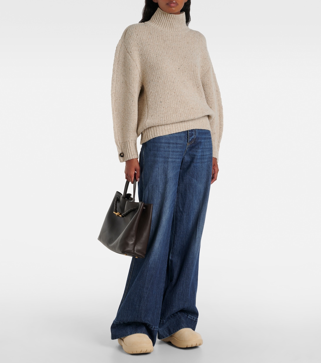 Мини-ботинки Snap на шнуровке с подкладкой из овчины Bottega Veneta, Porridge/Beige — фото 3